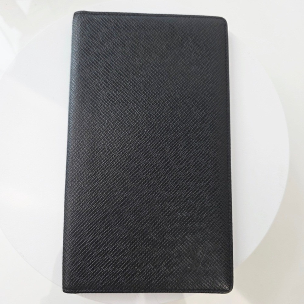 Louis Vuitton Taiga Brazza Wallet Long Portefeuille Bifold Charcoal Gray Leather